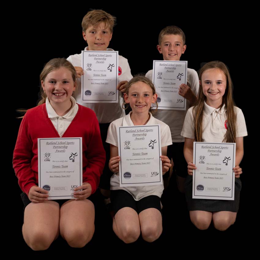 Tugby Primary School tennis team of the year at the Rutland School Sports Awards