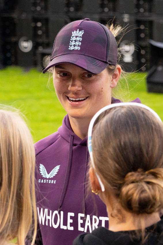 England womens cricket star Amy Jones meeting fans and taking selfies after game