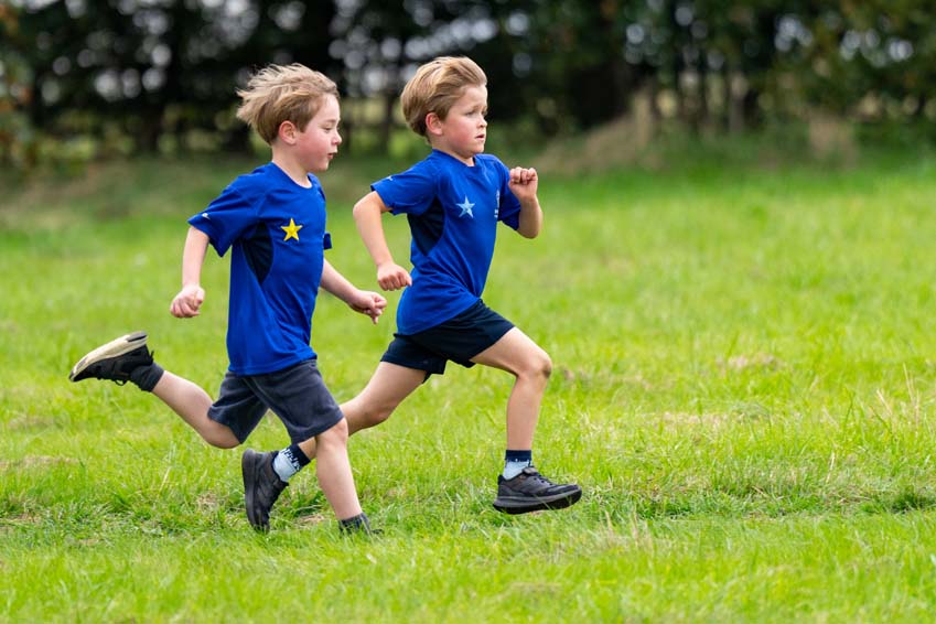 Bringhurst Primary School boys running together at the Rutland cross country championships