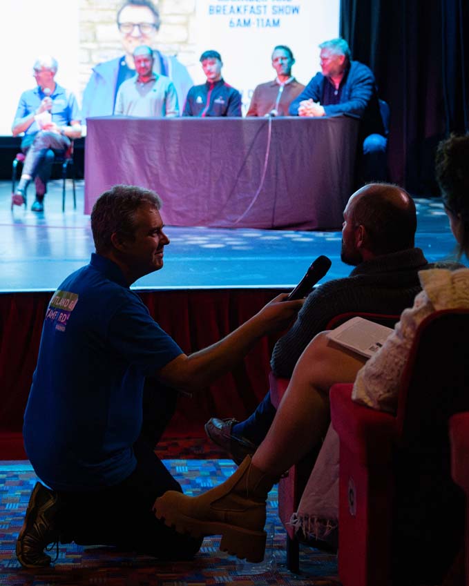 Rob Persani Rutland & Stamford Sound taking audience questions at their evening of sport