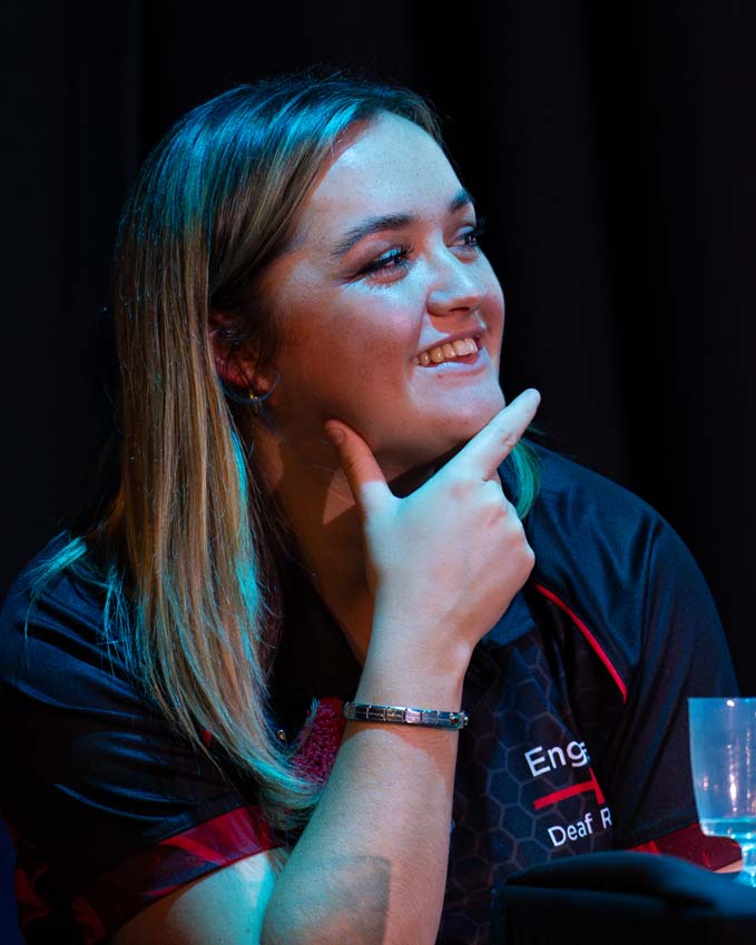 Kayna Penrose-Toms England Rugby Stamford being interviewed smiling