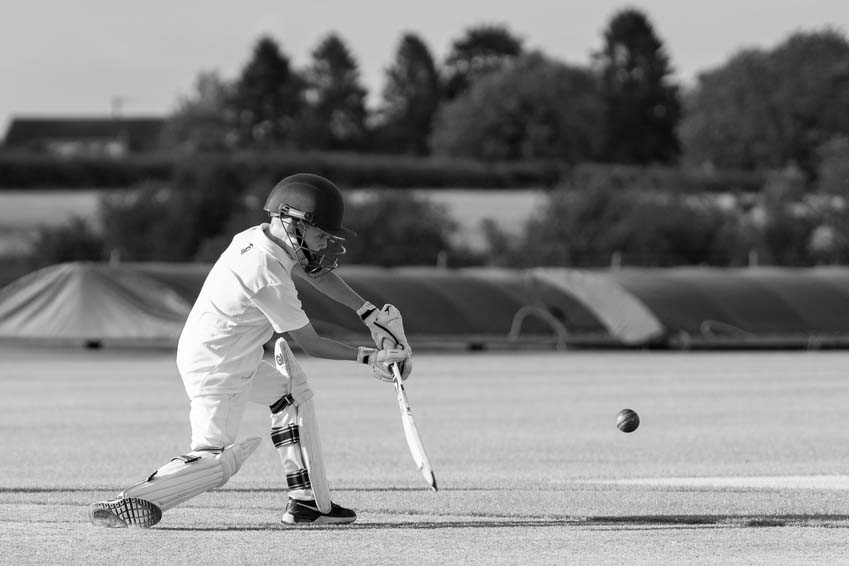 Junior player Charlie Jones in the zone batting at Uppingham Town Cricket Club's Castle Hill ground in Rutland