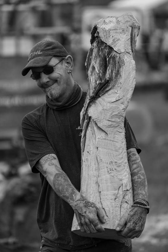 Arborist chainsaw carving at Burghley Game and Country Fair Stamford Rutland